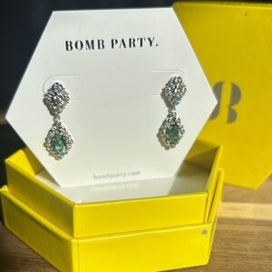 Bomb Party Silver and Green Earrings